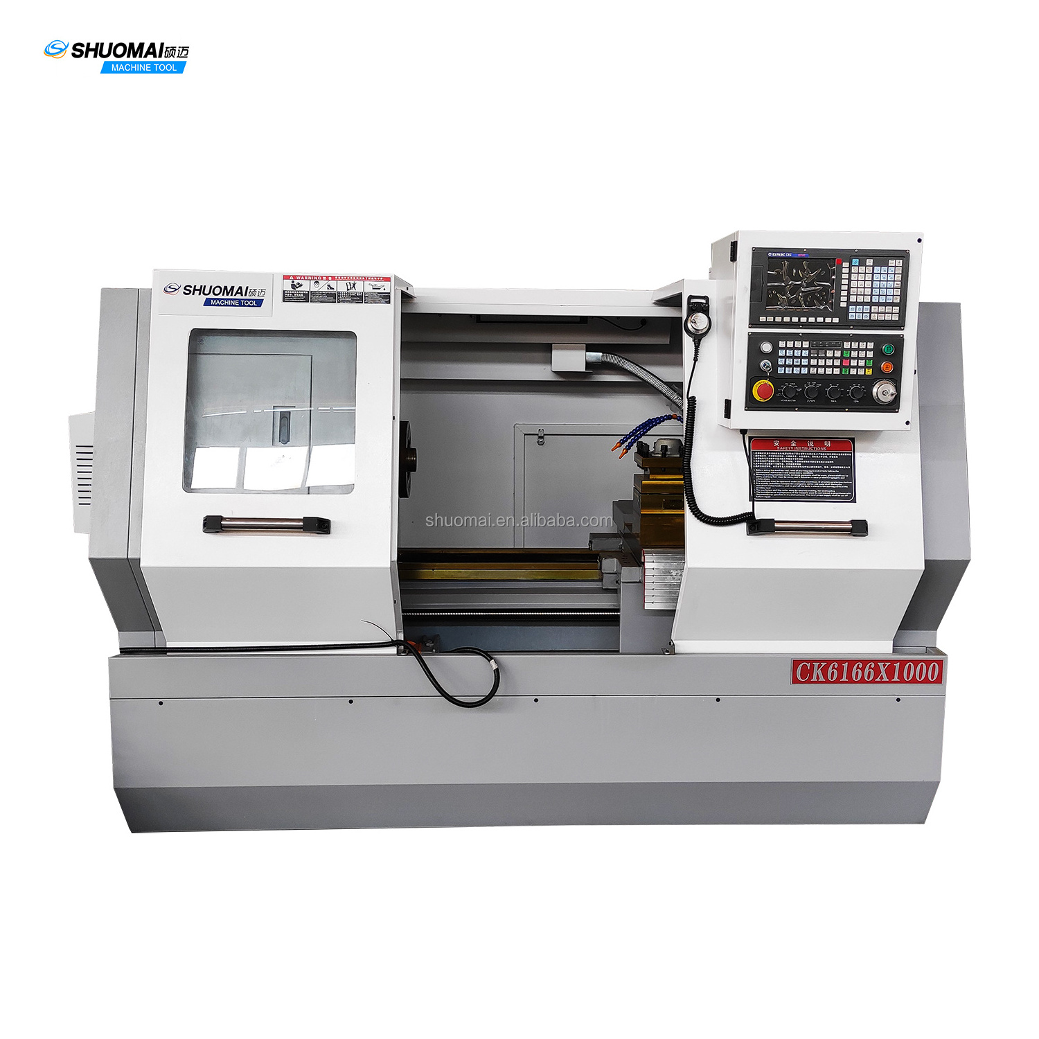 CK6166x1000mm GSK controller 4 auto tools 82mm spindle bore horizontal metal CNC lathe machine price