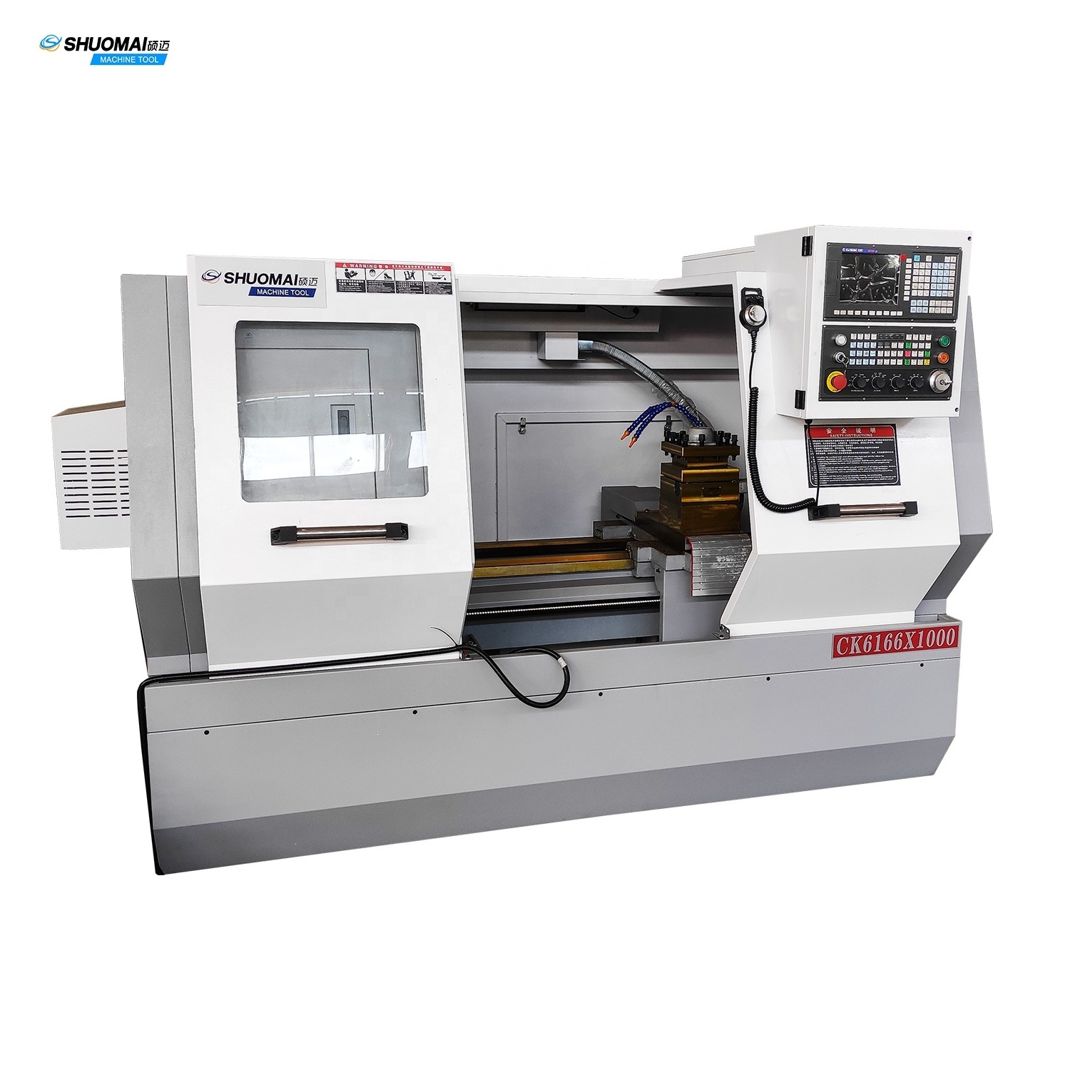 CK6166x1000mm GSK controller 4 auto tools 82mm spindle bore horizontal metal CNC lathe machine price