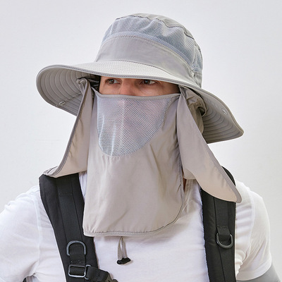 Outdoor string boonie bucket hat men light string fishing bucket hat with face and neck cover