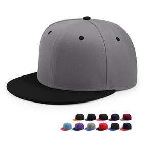 High quality two tone embroidered logo blank yellow black snapback cap outdoor 6 panels sport cap snapback hats