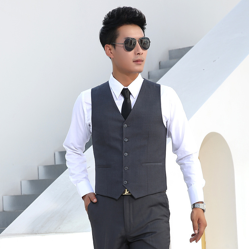 Wholesale Men's Suit Vest Business Formal Dress Waistcoat Vest With Three Pockets For Suit Or Tuxedo