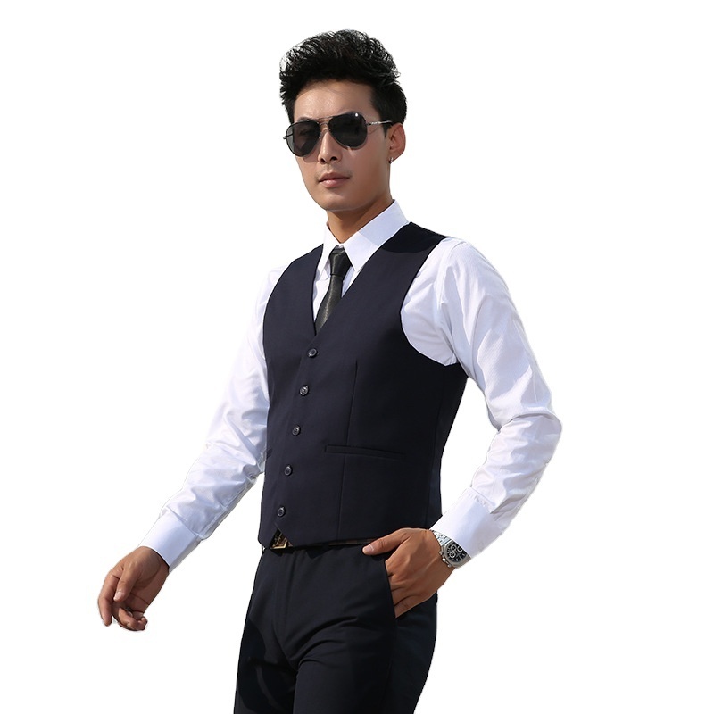 Wholesale Men's Suit Vest Business Formal Dress Waistcoat Vest With Three Pockets For Suit Or Tuxedo