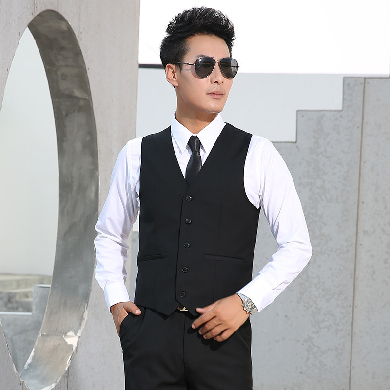 Wholesale Men's Suit Vest Business Formal Dress Waistcoat Vest With Three Pockets For Suit Or Tuxedo