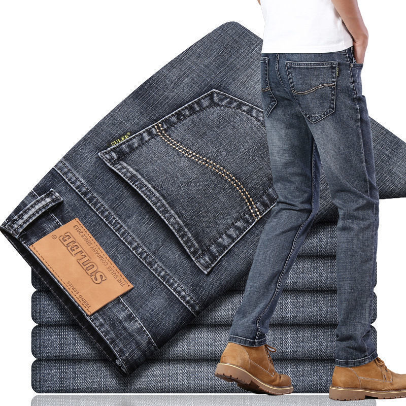 New fashion high quality wholesale straight Business casual stretch plus size men's jeans