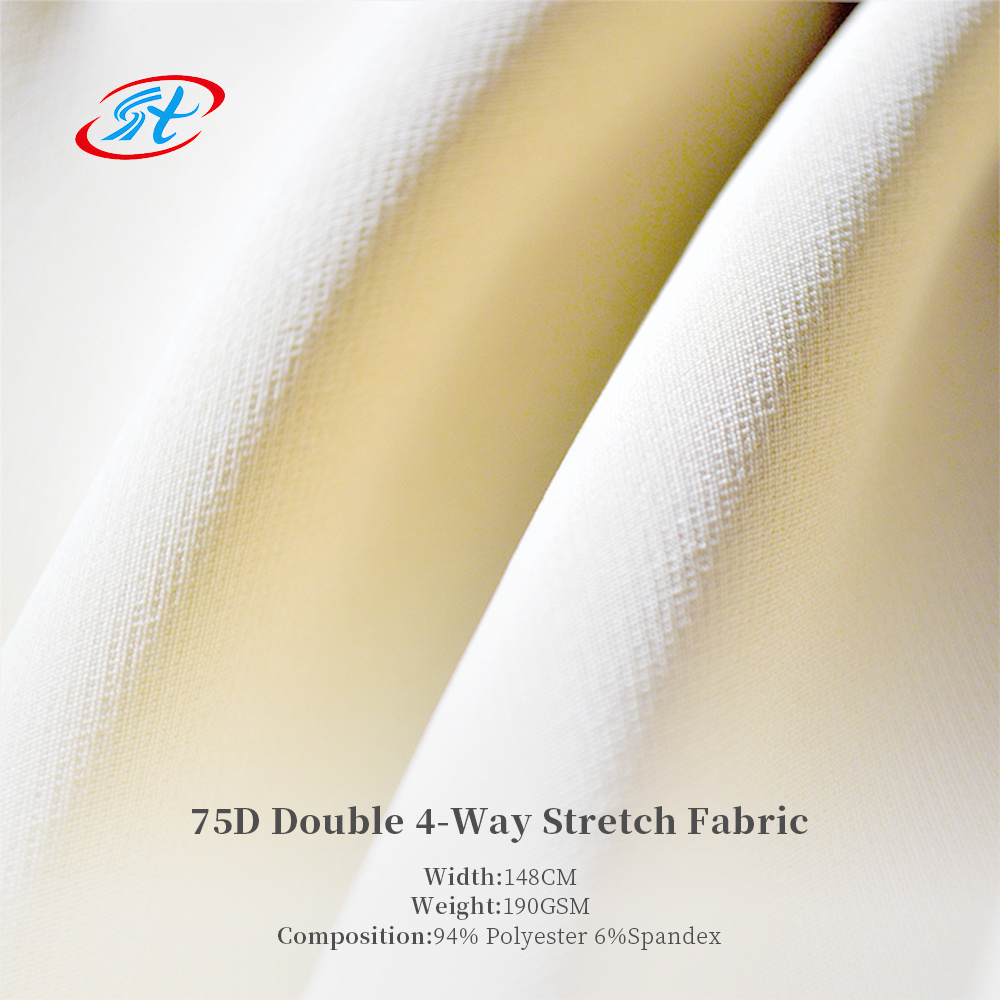 75D double woven 4 way stretch spandex fabric 94 polyester 6 spandex fabric fashion pants skirt suit shirt jacket