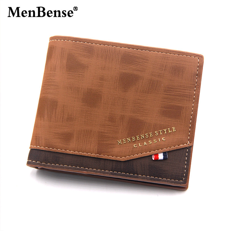 MenBense hot stamping printed men's wallet short frosted multi slot large capacity men's wallet