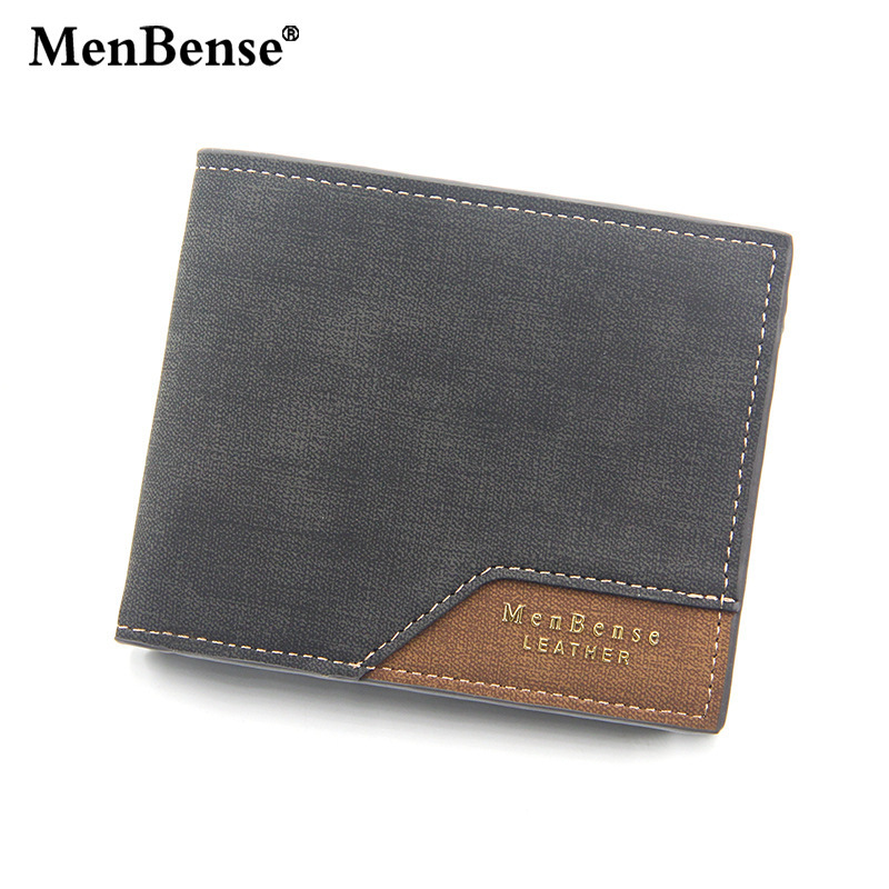 MenBense hot stamping printed men's wallet short frosted multi slot large capacity men's wallet