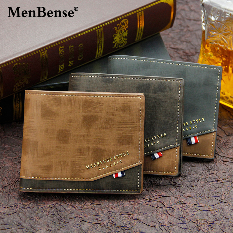 Wholesale Baellery Men's Short Business wallet Multi Card Fashion Leather Moneybag Wallet