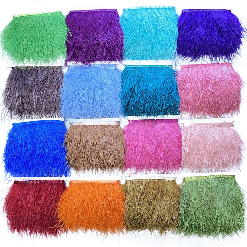 Beatiful 10Yard High Quality Ostrich Feather Trim Fringe Feather Ribbon 10-15CM/4-6Inch Width Sewing Crafts Costumes Decoration