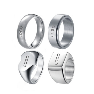 OEM ODM Stainless steel rings silver black rose gold cutting corrosion dripping laser rotatable Stainless steel custom rings