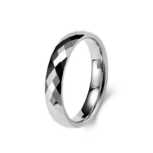 new 4MM Tungsten Steel Ring Silver Black Rose Gold Diamond Cut Face Tungsten Carbide Steel Ring finger rings