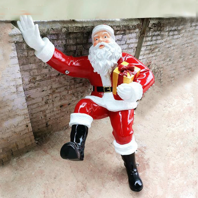 Fiberglass Sculpture  Life Size statue Fiberglass christmas Santa Claus Gift Fiberglass christmas decorations Sculpture