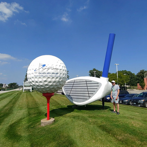 Outdoor decor giant fiberglass decorative golf ball sculpture resin statue fiberglass golf ball sculpture