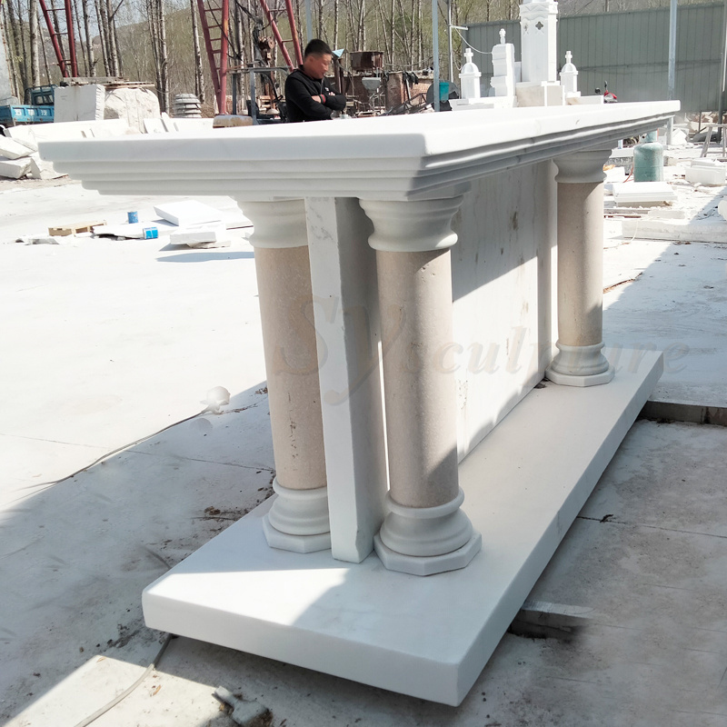 Natural Marble Altar  monument statue Table With Marble Saint Statues