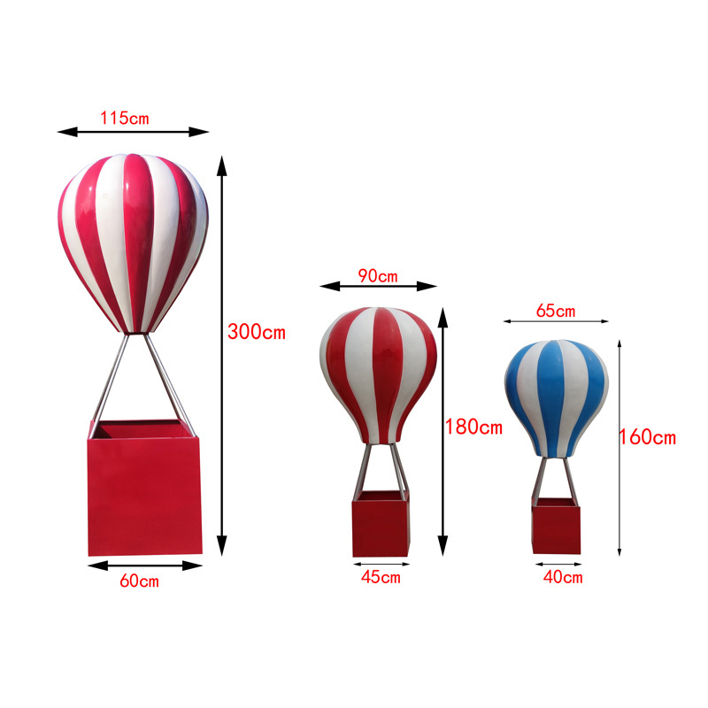 Flexible Adjustable Standing Sculpture Custom Size Fiberglass Hot Air Balloon Props STATUE