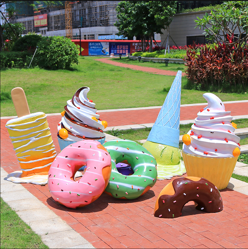 Popular resin fiberglass ice cream cone sculpture statue large ice cream sculpture