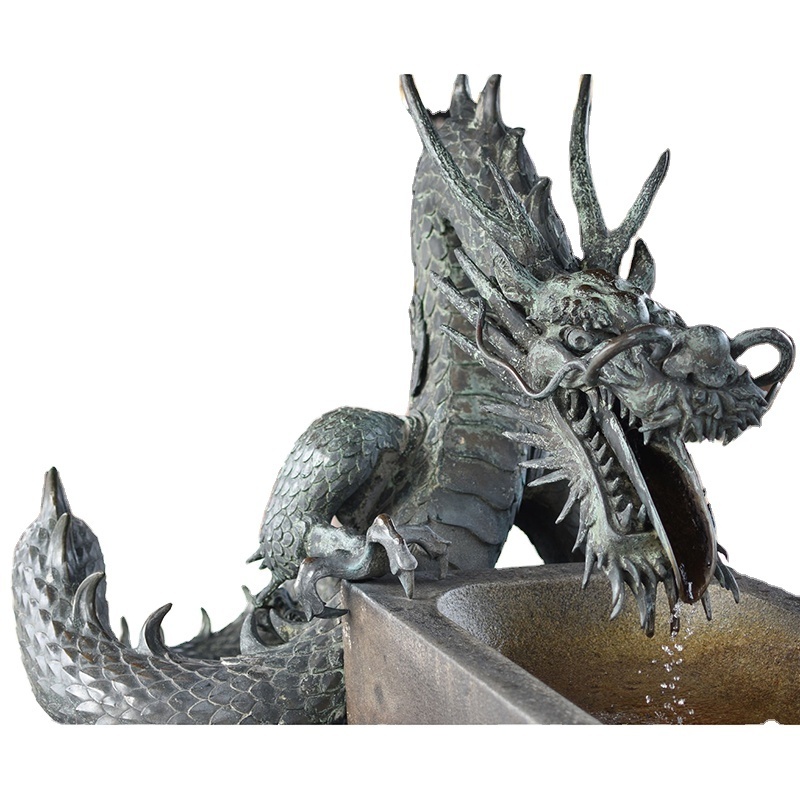 Garden Chinese Water Fountain Western Stylish Bronze Sculpture Fountain White Turtle Dragons Brass Dragon Statue