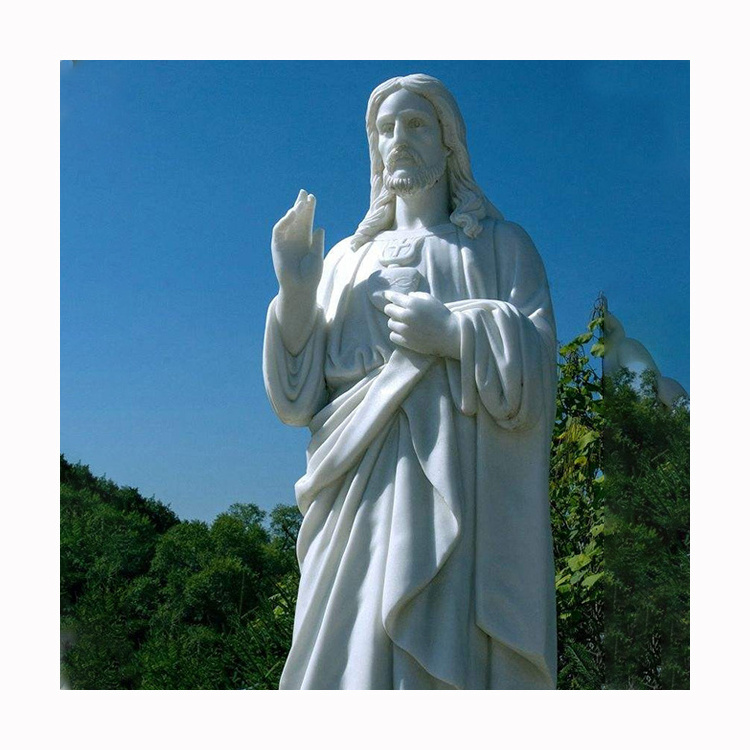 life size white  marble christ jesus art statue