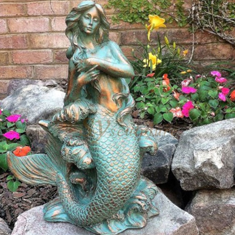 Factory Casting Metal Brass Mermaid Sculpture Life Size Bronze Statue For Garden Decoration