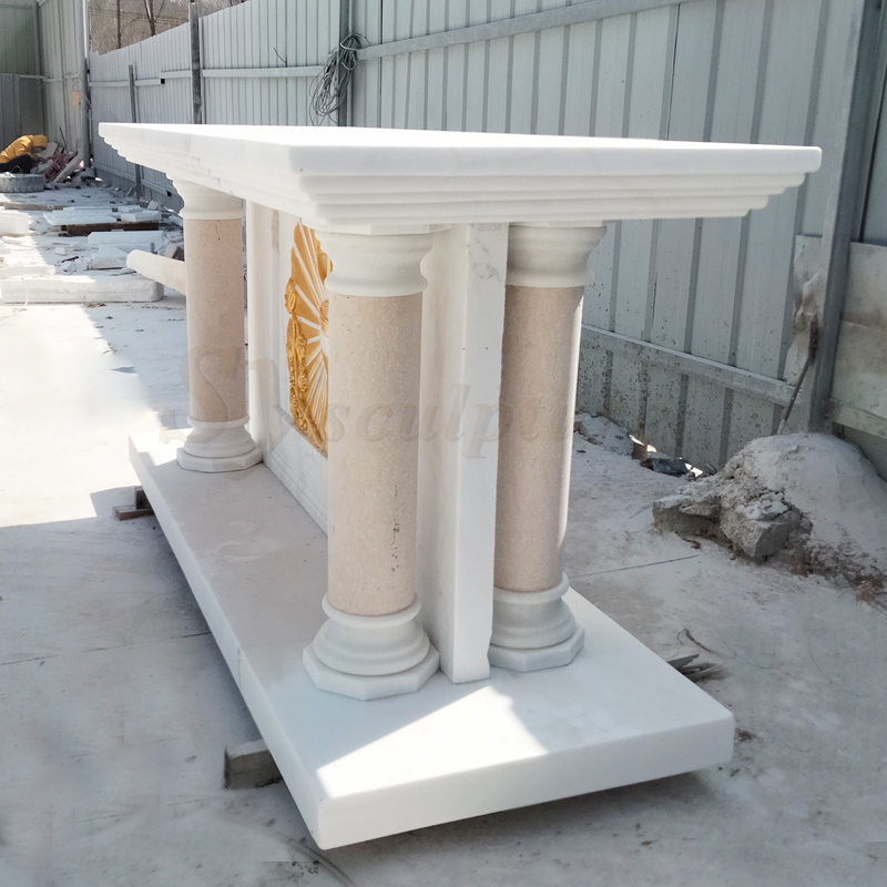 Natural Marble Altar  monument statue Table With Marble Saint Statues