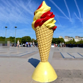 Resin ice cream cone statue large  sculpture for Windows display decoration fiberglass-giant-ice-cream-sculpture candy sculpture