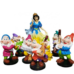 Outdoor Decoration Fiberglass Resin Cartoon Character Princess Snow White And The Seven Dwarfs Garden Statue Garden Gnome Statue