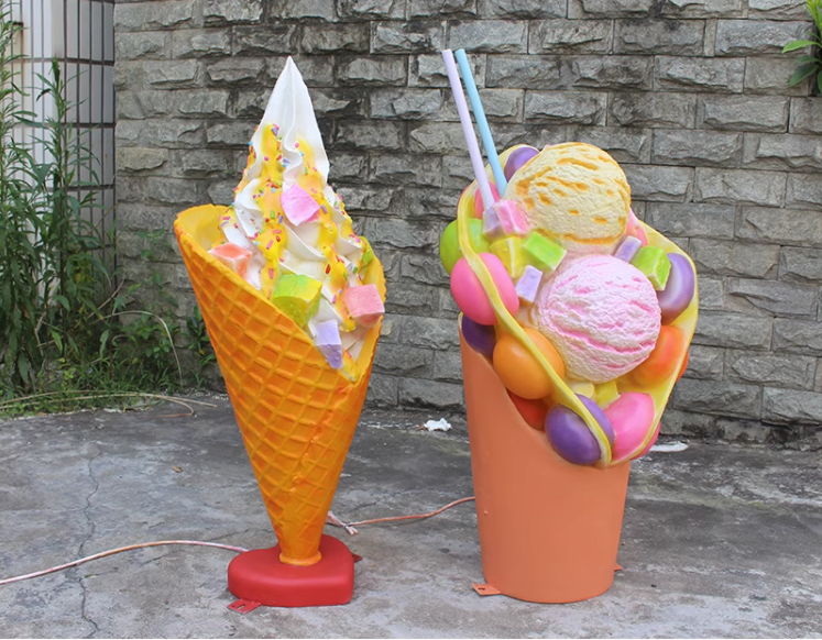 fiberglass giant ice cream sculpture chair  outdoor sculpture dessert props decor doughnut ice cream macaron statue mall