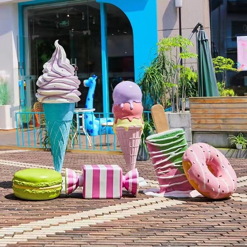 Popular resin fiberglass ice cream cone sculpture statue large ice cream sculpture