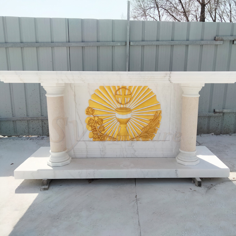 Natural Marble Altar  monument statue Table With Marble Saint Statues