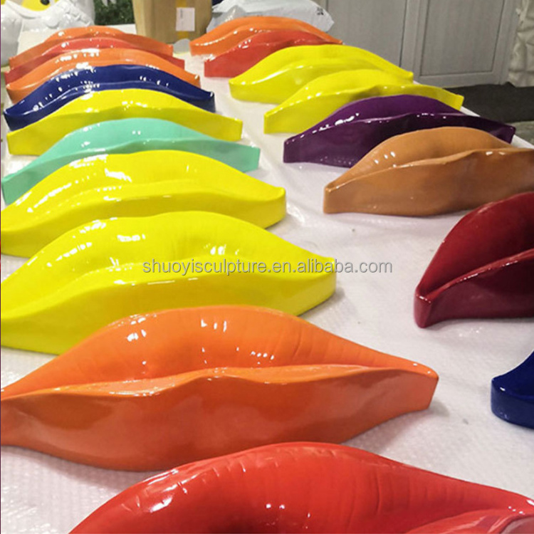 Wholesale New Design woman thick mouth Sexy Lip Crafts Funny Resin Red Lip Statue wall Lip Sculpture