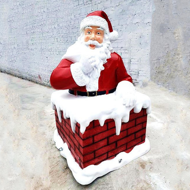 Fiberglass Sculpture  Life Size statue Fiberglass christmas Santa Claus Gift Fiberglass christmas decorations Sculpture