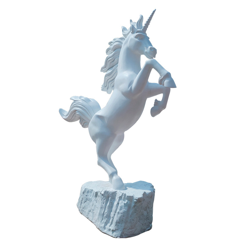 Modern life size fiberglass sculpture resin unicorn garden statue Europe Regional  Animal Unicorn Horse Sculpture