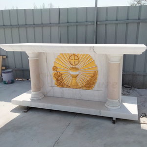 Natural Marble Altar  monument statue Table With Marble Saint Statues