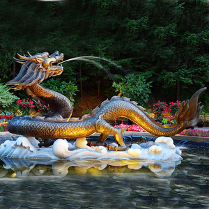 Garden Chinese Water Fountain Western Stylish Bronze Sculpture Fountain White Turtle Dragons Brass Dragon Statue