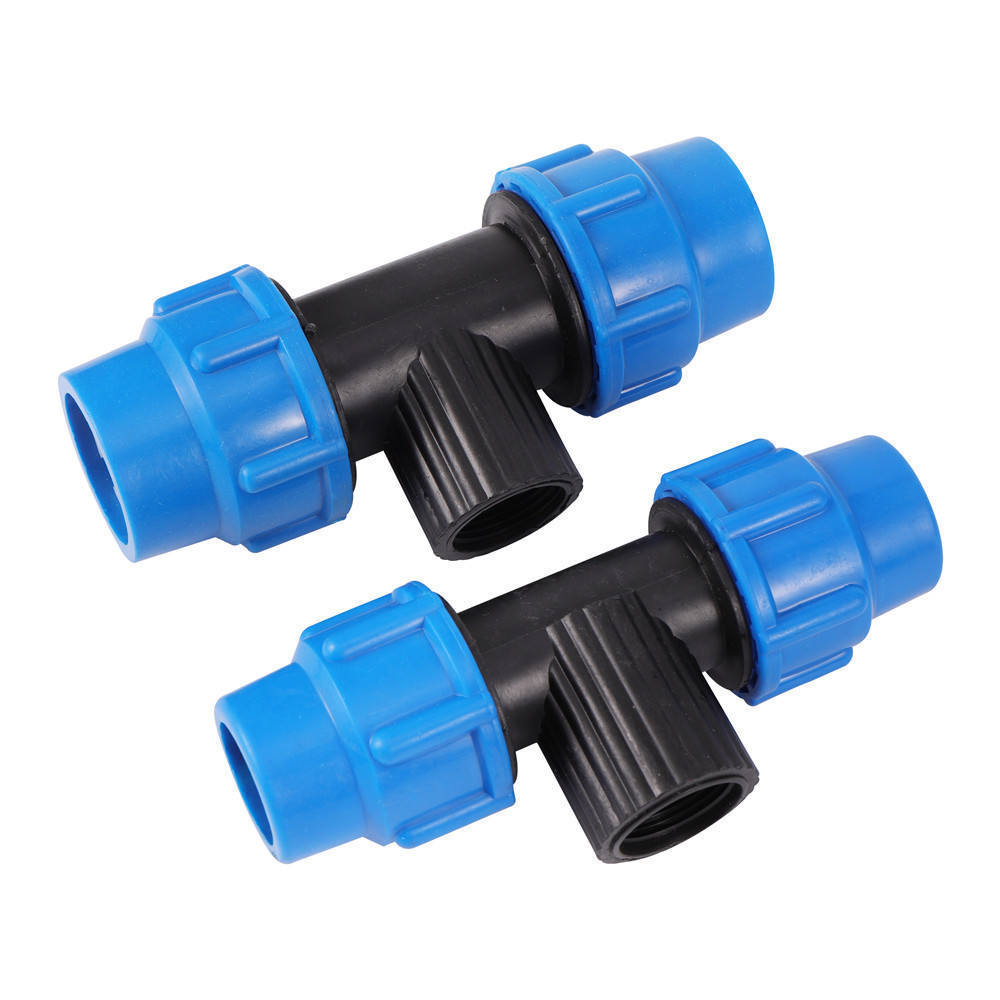 1/2 3/4 1 inch to 20mm 25mm 32mm HDPE Pipe PP Compression Fittings Farmland Micro irrigation Tee Connector