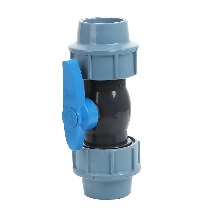 Plastic pp pvc double fitting HDPE PE PP ball valve for water pipe PN16 PP compression fitting