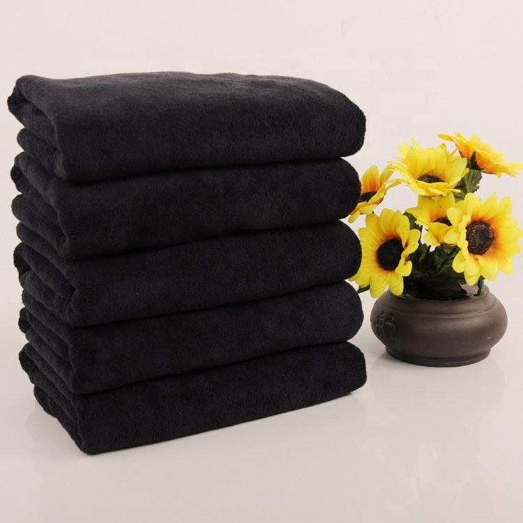 Customized resistant bleach safe salon towels black for barbershop custom logo hair salon towels