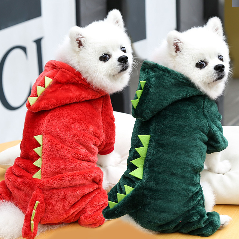 Dog Hoodies Fleece Dinosaur Transformation Hoodie Pet Cat Warm Four legged Pet Dog Clothes Dog Hoodies