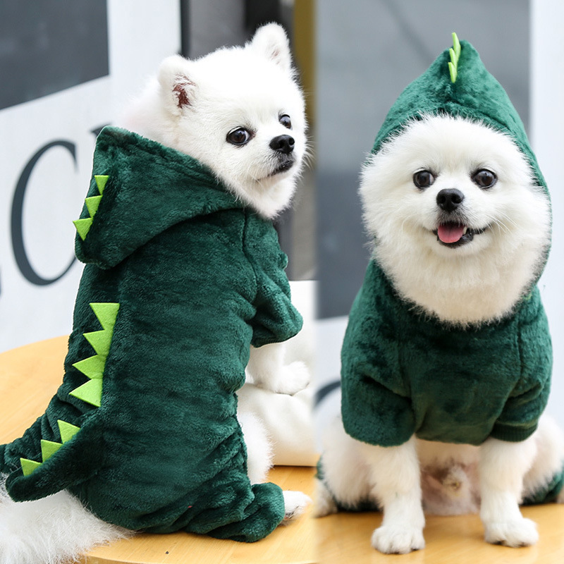 Dog Hoodies Fleece Dinosaur Transformation Hoodie Pet Cat Warm Four legged Pet Dog Clothes Dog Hoodies