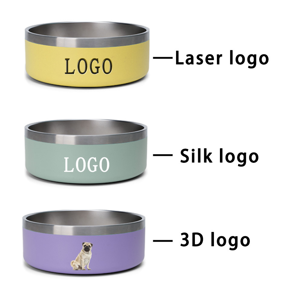 SHURUI Manufacturer Personalised Custom logo color  powder coated dog bowl no spill pet bowls feeders stainless steel dog bowl