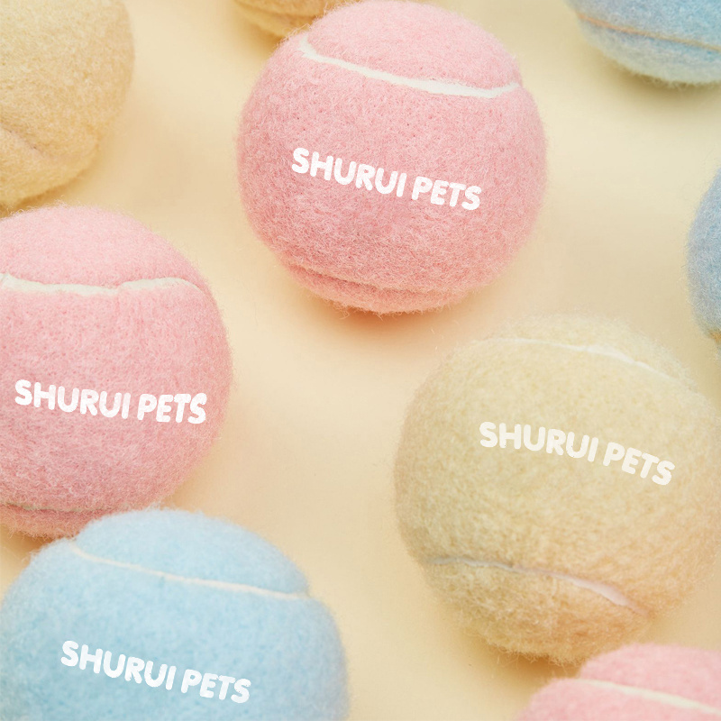 SHURUI Pet Suppliers Custom logo Eco-Friendly Throwing Dog Chew Toys Wholesale Rubber Pet Tennis Balls interactive Dog toy ball