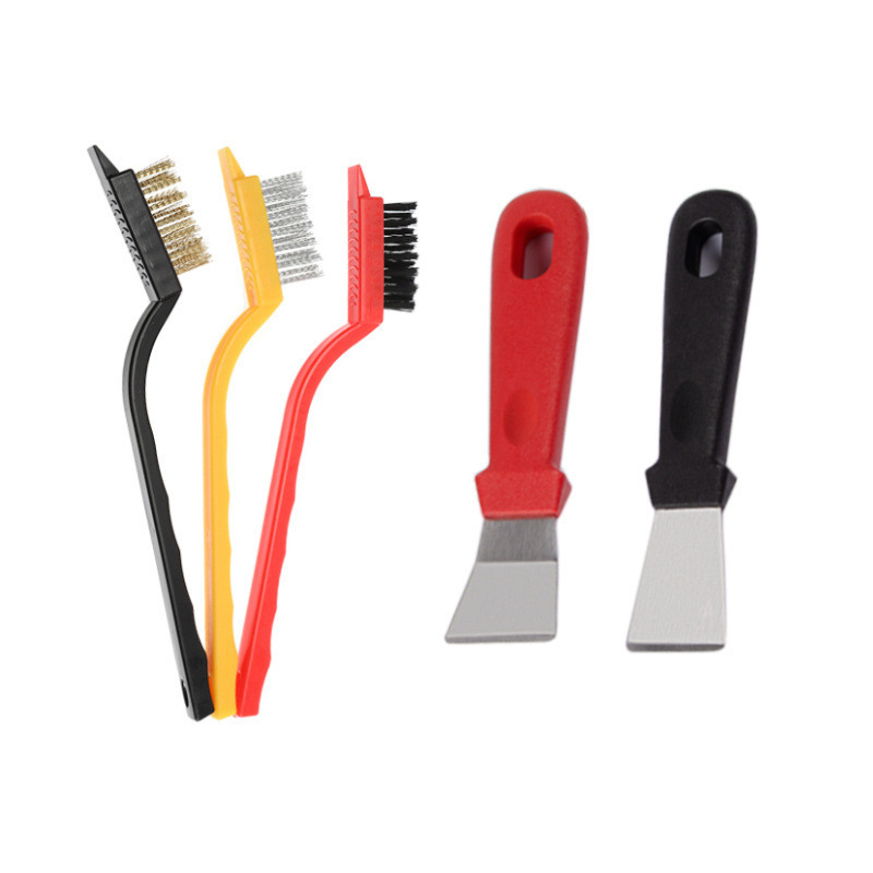 5 pcs Gas Stove Cleaning Wire Brush Brass Nylon Stainless Steel Cleaning Brush for Household