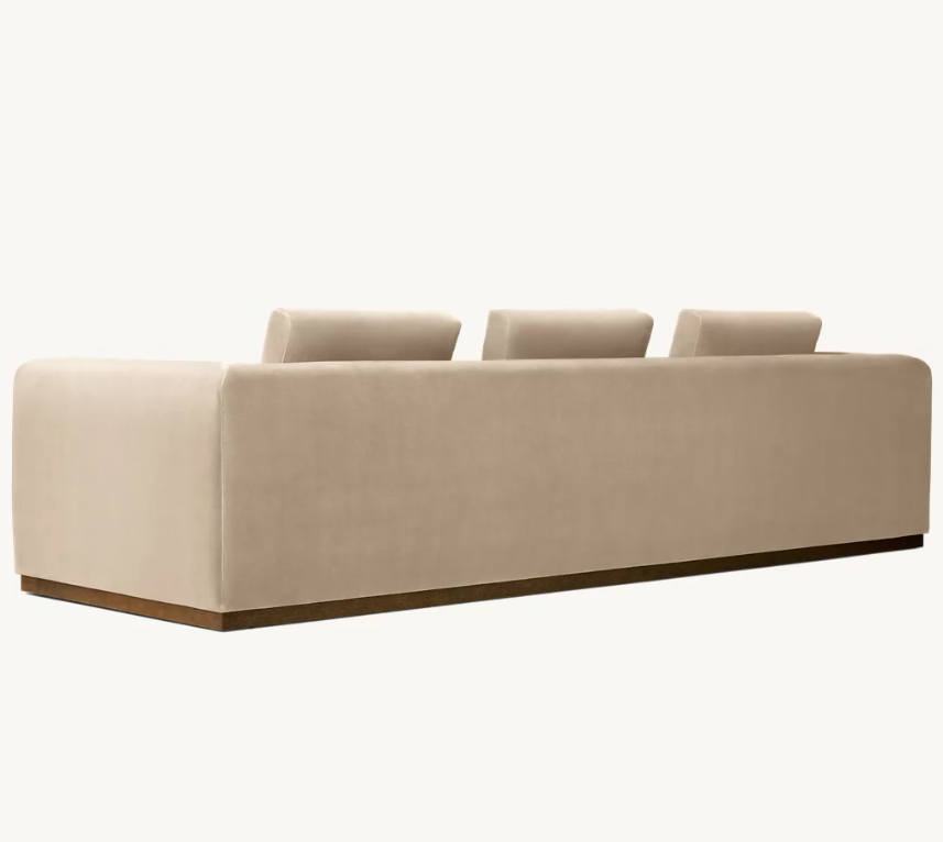 New Modern Style Three Person Cotton Fabric Solid Wood Base Sofa Supports Customization