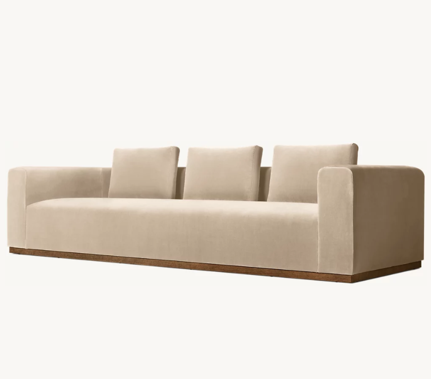 New Modern Style Three Person Cotton Fabric Solid Wood Base Sofa Supports Customization