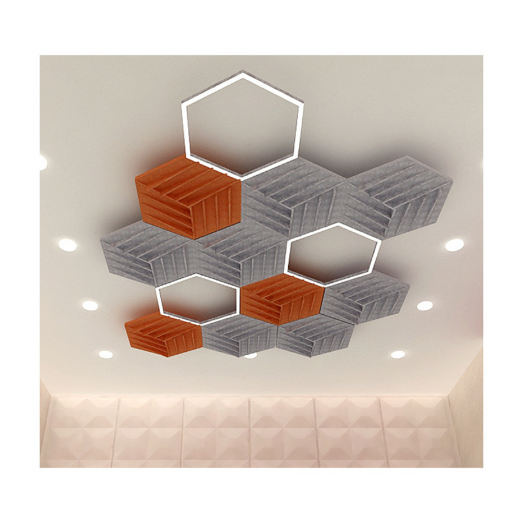 Factory Sell Personalized Design Acoustical Hexagon Decoration Polyester Fiber Cloud Ceilings Acoustic Panel Ceiling