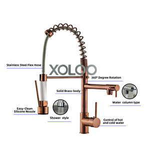 XOLOO Multifunction Rotatable Stretch Home Brass Down Adjustable Telescopic Sink  Kitchen Faucet With Pull Down Sprayer