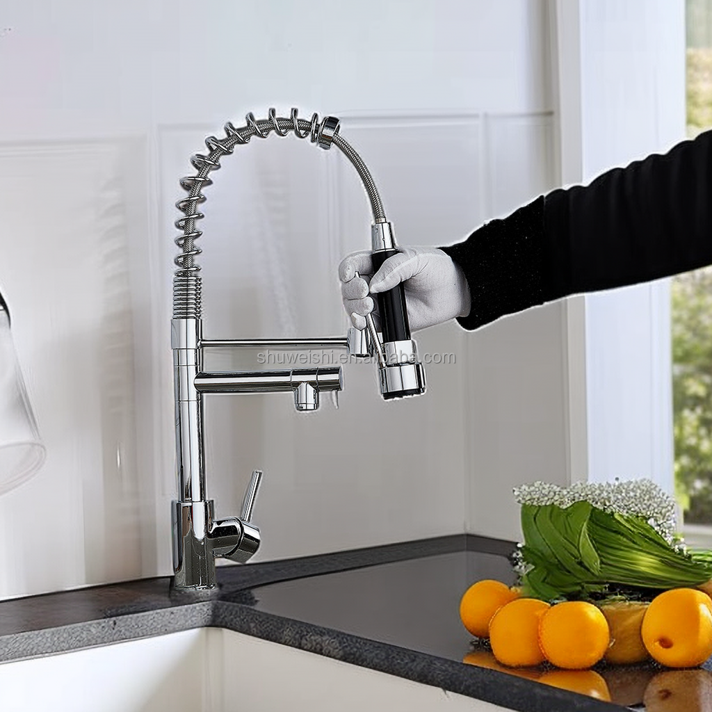 XOLOO Multifunction Rotatable Stretch Home Brass Down Adjustable Telescopic Sink  Kitchen Faucet With Pull Down Sprayer