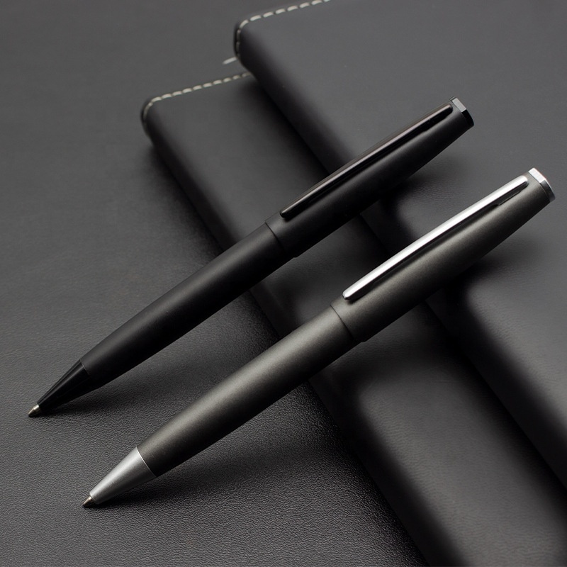 high quality luxury hotel pen all black matte metal laser ball pen with custom logo