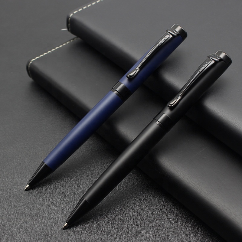 high quality luxury hotel pen all black matte metal laser ball pen with custom logo