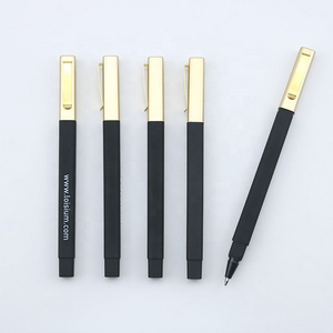 High quality custom logo gold clip rubber square hotel ball pen